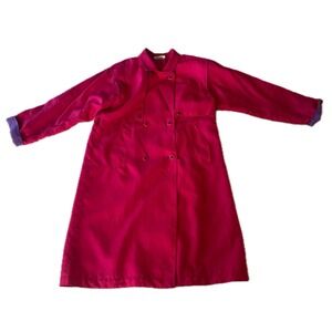 Vintage British Mist Fuchsia Pink Trench Coat Duster Womens 11/12 Barbiecore